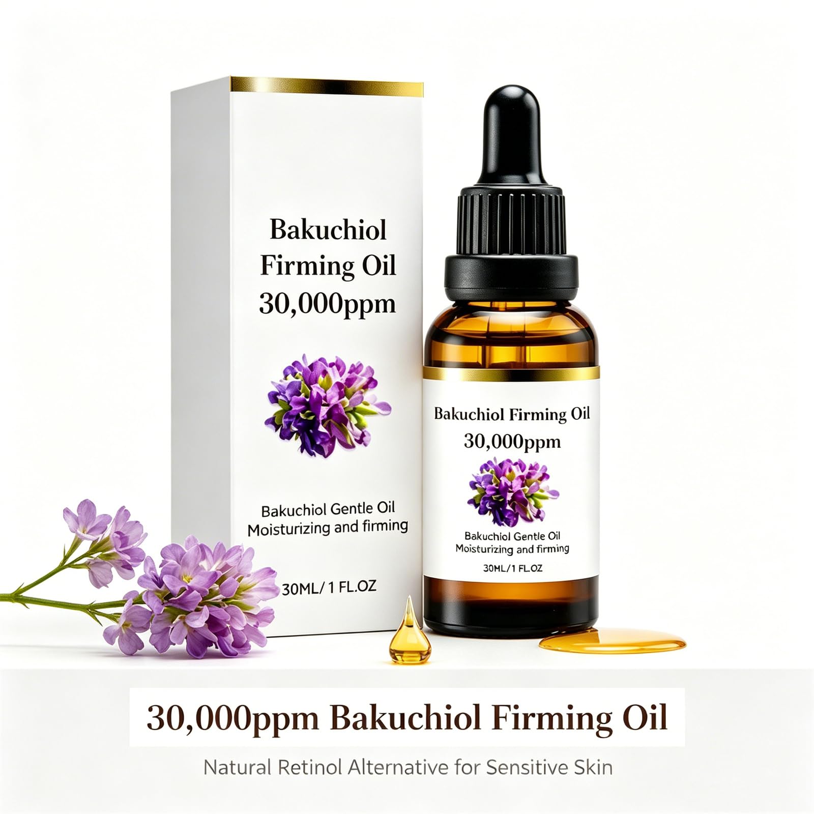Bakuchiol Retinol Alternative - Óleo Firmador Bakuchiol, Alternativa de Retinol