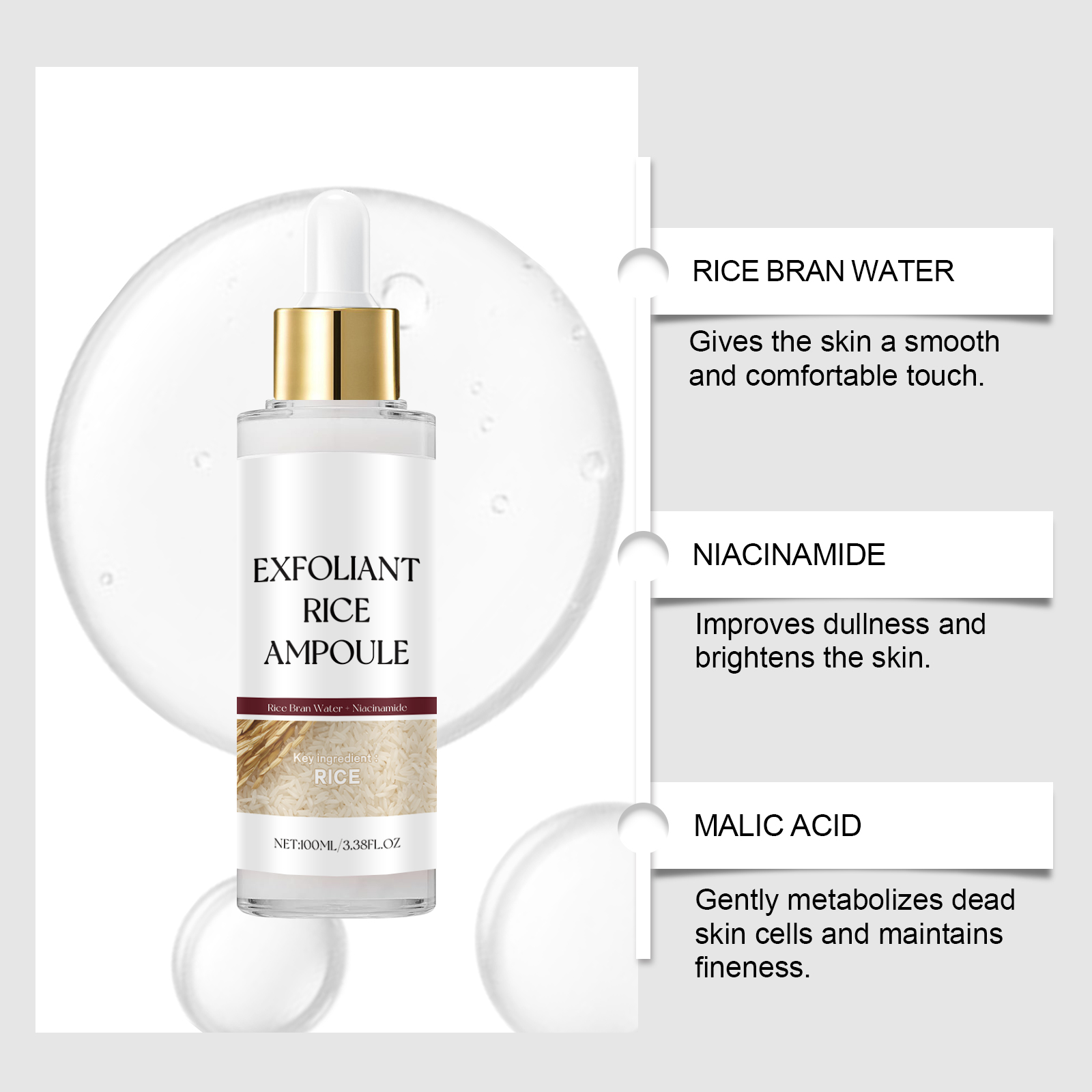Ampola Esfoliante de Arroz, Sé - Skincare Niacinamide avaliação e preço